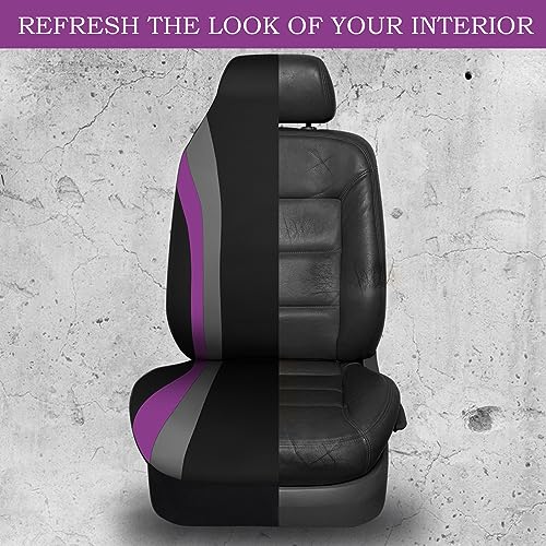 CAR PASS AquaShield Neoprene Waterproof Car Seat Covers Front Seats Only, High Back Bucket Seat Cover,Airbag Compatible,Seat Covers for Women Girl, Universal Fit for Auto Truck Van SUV (Black Purple) - color: Black and Purple