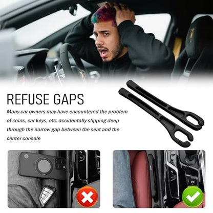 2PCS Car Seat Gap Filler Organizer,Soft Car Gap Filler Organizer for Filling Gaps with Storage Slots,Versatile Cars Seat Gaps Fillers Strip Cars Interior Accessories