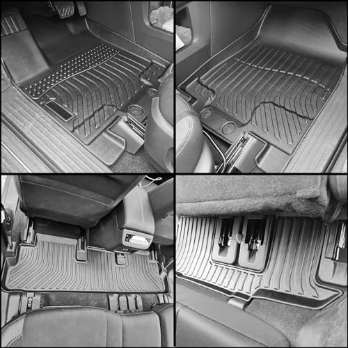 FREEMOTOR802 Compatible with 2022-2025 Infiniti QX60 7 Seats & Nissan Pathfinder 8 Seats Floor Mats, 3D Molded Carpets 1st 2nd Row Protection 4PC Black TPE All Weather Liner Protector Cover - size: For Infiniti QX60 7 Seats 2022-2025