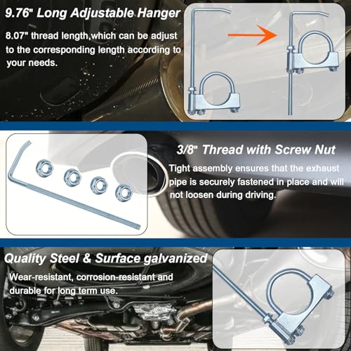 Exhaust Clamp With Hanger 2 Inch, Universal Exhaust Hangers Muffler Hanger for 2" Exhaust Pipes(4 Pcs) - size: 2 Inch-4 PACK