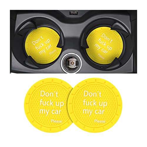 2 Pack Car Cup Holder Coasters, 2.75 Inch Non-Slip PVC Insert Cup Coaster, Anti-Scratch Auto Cup Mats for Women Men, Vehicle Interior Accessories Universal for Car, SUV, Truck (D Yellow/2PCS) - color: D Yellow/2PCS