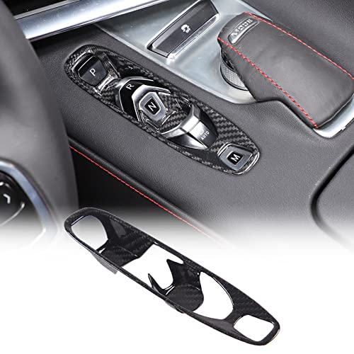 Real Carbon Fiber Console Gear Shift Button Panel Trim Cover Compatible with Chevrolet Corvette C8 2020-2025, Interior Shifter Panel P D Auto M Button Trim Frame (Black) - color: Black