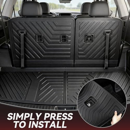 YITAMOTOR Floor Mats Fit for Hyundai Palisade 2020-2025 7/8 Seats, TPE All Weather Car Protection Floor Liners Palisade Accessories, 1st & 2nd & 3rd Row & Backrest Mat & Cargo Liner, Black - style: 2020-2025 Palisade Full Set
