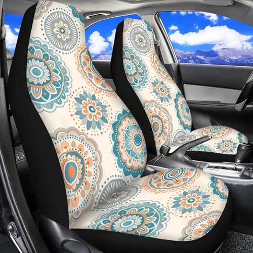 INSTANTARTS Boho Mandala Front Car Seat Covers Breathable Automotive Vehicle Seat Cover Auto Interior Accessories Fit for Most Cars SUV - color: Boho Mandala