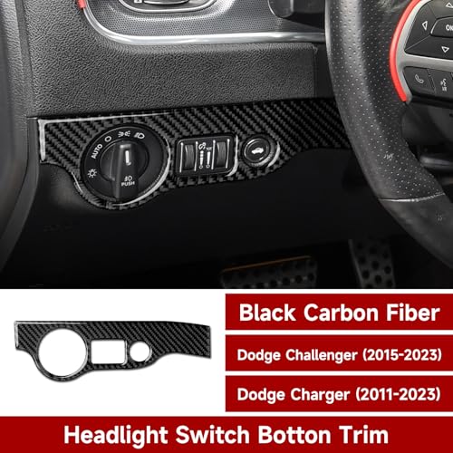 Car Headlight Switch Cover Trim Decals for 2011-2023 Dodge Charger Accessories Carbon Fiber Stickers - color: Headlight Switch Cover