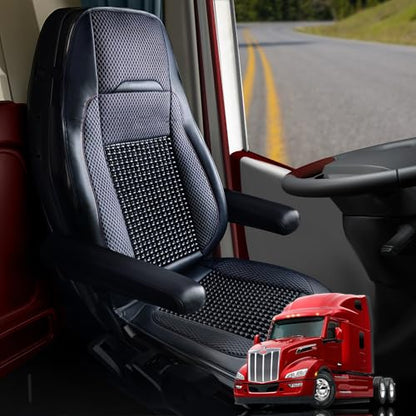 Semi Truck Beaded Seat Covers (1 PC) - Compatible with Freightliner, Peterbilt, Kenworth, Volvo & More - Beaded Cooling Car Seat Cover for Truckers – Truck Driver Seat Cushion - style: Semi-Truck (1 PC)