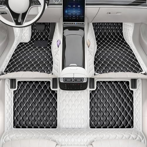 All-Weather car Floor mats, Anti-Slip Leather Floor mats Set, Suitable for 99% of Vehicle Models, Providing Comprehensive Protection for the car Carpet of Your Beloved car. (White-) - color: White-