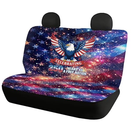 AFPANQZ Car Seat Covers 2 Pcs Back Seat Cushion Split Bench Covers, American Eagle Galaxy Print Universal Rear Seat Protector for SUV Trucks Sedan - color: American Eagle Galaxy