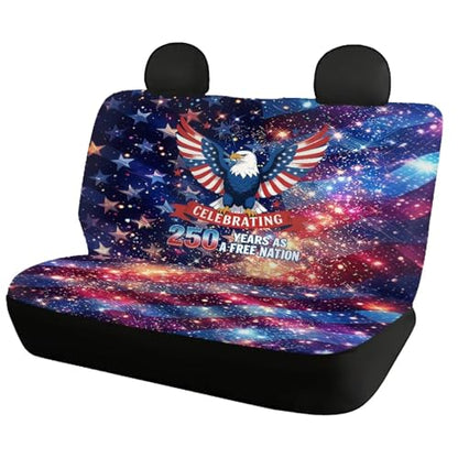 AFPANQZ Car Seat Covers 2 Pcs Back Seat Cushion Split Bench Covers, American Eagle Galaxy Print Universal Rear Seat Protector for SUV Trucks Sedan - color: American Eagle Galaxy