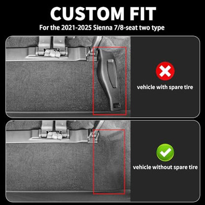 Cargo Mat & Backrest Mat for 2021-2025 Toyota Sienna (Without Spare Tire) - All Weather Leather Full Wrap-Around Trunk Mat Waterproof Cargo Liner - Car Mat for 2021-2024 2025 Sienna Accessories - style: (5)Toyota Sienna 2021-2025 Cargo Mat(without spare t