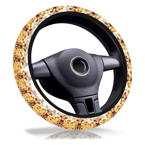 Highland Cow Steering Wheel Cover,Non-Slip Breathable Neoprene Steering Wheel Covers,Sunflower Cow Car Accessories and Car Decor,Cows Gifts for Women,Men Universal 15 Inch Fit Auto,Suvs,Truck - color: Sunflower Cow