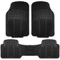 FH Group Automotive Floor Mats Solid ClimaProof for all weather protection Universal Fit Trimmable Heavy Duty fits most Cars, SUVs, and Trucks, 3pc Full Set Black