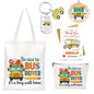 School Bus Driver Appreciation Gifts -Bus Canvas Handbag, Cosmetic Bag, Rearview Mirror Hanging Ornament, Keychain & Greeting Card | Thank You Gift for Driver,Transportation Worker