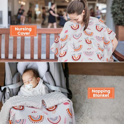 Car Seat Cover Baby, Carseat Covers Baby Girl, Winter Infant Car Seat Cover, Warm Minky Car Seat Canopy, Baby Carrier Cover with Peekaboo Opening, Multi Use Nursing Cover & Toddler Blanket