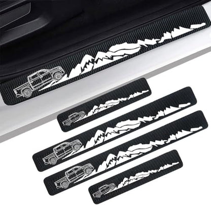 4 Pieces Car Door Sill Protector,Carbon Fiber Threshold Anti-Scratch Sticker Door Edge/Rear Guard Protection (4pcs-t-tu) - color: 4pcs-t-tu