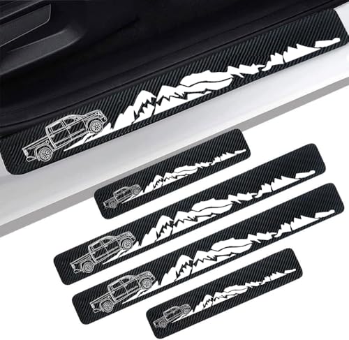 4 Pieces Car Door Sill Protector,Carbon Fiber Threshold Anti-Scratch Sticker Door Edge/Rear Guard Protection (4pcs-t-tu) - color: 4pcs-t-tu