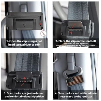 2PCS American Flag Car Seatbelt Adjuster car Universal Car Seat Belt Pads Cover for More Comfortable Driving, Seat Belt Shoulder Strap - color: Classic American Flag