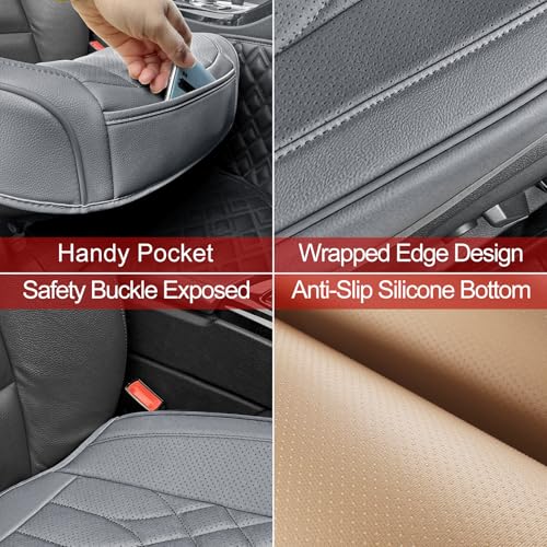 BOPUOVRE 1-Pack Leather Front Car Seat Covers - Bottom Car Seat Covers Fully Wrapped, Non-Slip and Waterproof, Fits Most Vehicles Gray - color: gray, size: 1 piece