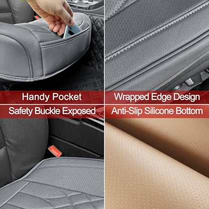 BOPUOVRE 1-Pack Leather Front Car Seat Covers - Bottom Car Seat Covers Fully Wrapped, Non-Slip and Waterproof, Fits Most Vehicles Gray - color: gray, size: 1 piece