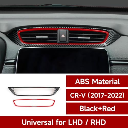 Center Air Vent Outlet Decal for Honda CR-V 2017 2018 2019 2020 2021 2022 Accessories CRV ABS Carbon Fiber Stickers - color: Center Air Vent Outlet, Black Red