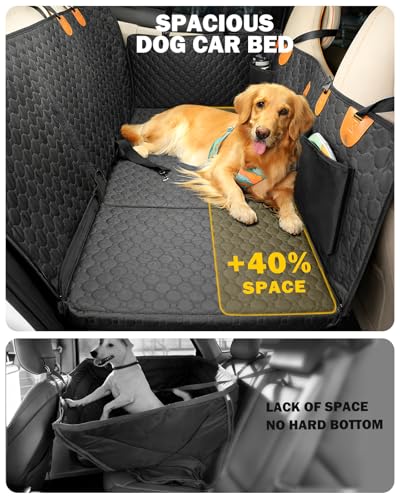 Back Seat Extender for Dogs, Waterproof Dog Car Seat Cover for Back Seat with Hard Bottom, Upgraded Material, Anti Scratch, Easy to Use and Clean, Holds 420lbs - size: Standard - 600D Oxford Fiber