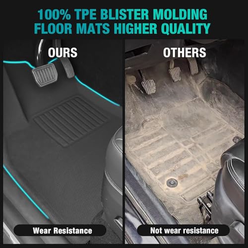 Big RED Floor Mats for Tesla Model Y 5 Seat: 2025 2026 Custom Fit, All Weather Cargo Liner Trunk Accessories, Set of 3 Mats