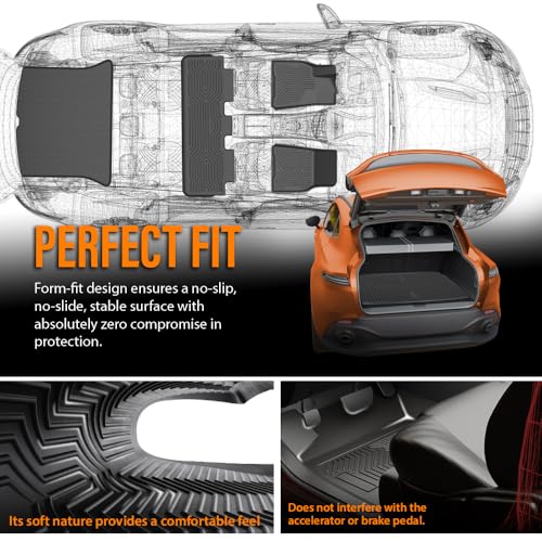 G-PLUS Floor Mats & Cargo Liner Fit Tesla Model S 2021 2022 2023 2024 All Weather Protection TPE Floor Liners 1st & 2nd & 3rd Front Rear Full Set Car Mats Black 7PCS - size: 2021-2024|Fit Tesla Model S|6PCS