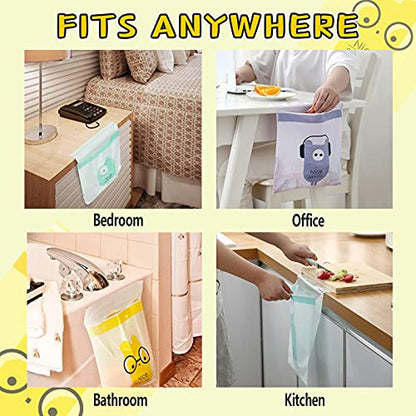 32pcs Car Trash Bags Easy Stick-On Disposable Portable Car Garbage Bags, Waterproof Leak Proof Barf Vomit Bags, Self Adhesive Cleaning Bags for Cars, Bedrooms, Bathrooms, Offices, Kitchens - Pattern A - color: A-32 Pieces
