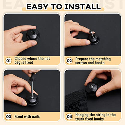 Frienda 2 Pieces Stretchable Small Cargo Net Pocket Storage Mesh Net Elastic Automotive Storage Pouch with 8 Pieces Mounting Screws and Hooks for Truck Car SUV Boats(29 x 9.8 Inches) - size: 29 x 9.8 Inches