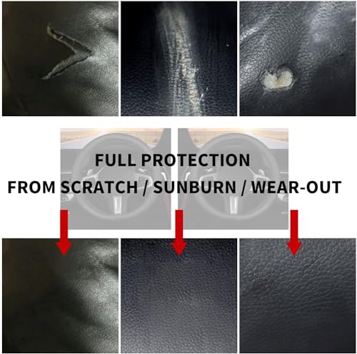 D Shape Steering Wheel Cover,Universal 14.5-15 Inch Car Black Leather Steering Wheel Wrap with Better Sport Grip for Men Women,Fit D Shaped Flat Bottom Steering Wheel - color: D Shape Black Leather