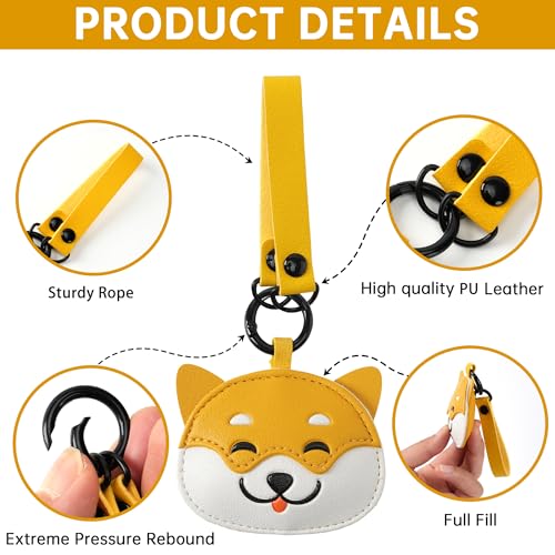 Cute Cartoon Keychain for Girl and Boy, 2 PCS Animal Key Ring Charm for Handbag, Purse, Backpack, Car Keys - color: White Yellow (Panda+dog)