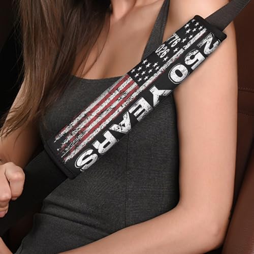Dreaweet 250 Years American Flag Print Seat Belt Cover Pad 2 Pack Universal Seatbelt Covers for Cars SUV Trucks Soft Comfortable Seat Belt Cushion Shoulder Strap - color: 250 Years American Flag