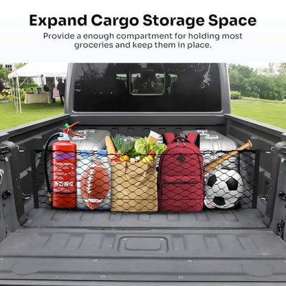 Canvcle Trunk Cargo Net for 2020-2026 Jeep Gladiator Accessories Envelope Style Mesh Trunk Net Organizer and Storage Stretchable Adjustable Elastic Nylon Rear Cargo Netting with Hooks - style: for Jeep Gladiator