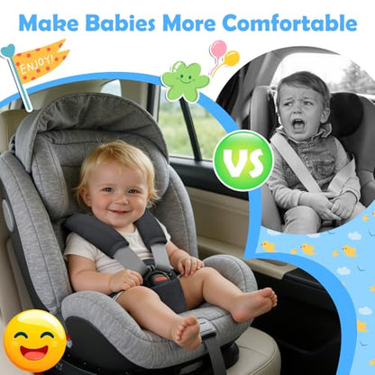 3 Pcs Car Seat Stroller Straps Pads for Baby, Newborn Soft Shoulder Strap and Crotch Covers, Universal Shoulder Straps Pads for Car Seat, Pushchair, High Chair (Black)