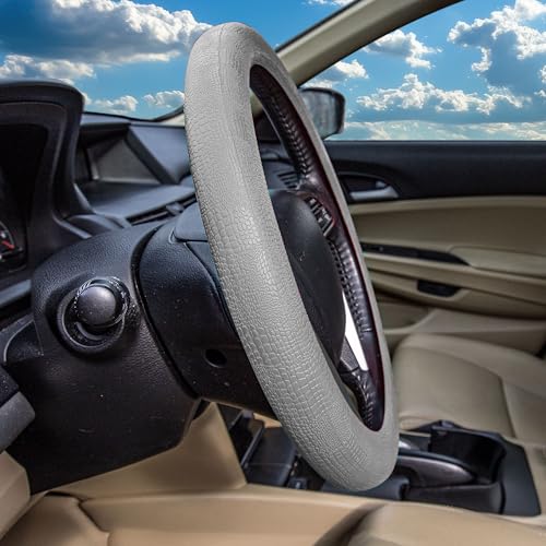 FH Group Universal Fit Silicone Snake Pattern with Massaging Grip Steering Wheel Cover fits most Cars, SUVs, Trucks, and Vans Gray - color: Gray