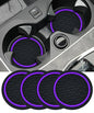 4PCS Car Coasters, Car Accessories Interior, 2.75 Inch Non-Slip PVC Coasters for Cup Holders, Universal, Black&Purple - color: Black&purple