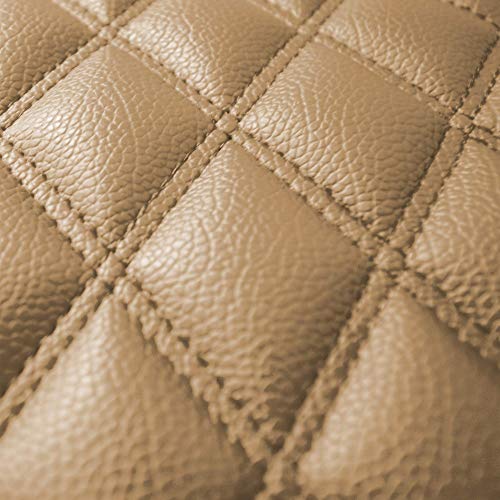 FH Group Luxury Universal Liners Full Set Beige PU Leather Diamond Design Floor Mats - Universal Fit Heavy Duty Non-Slip Floor Mats for Most Sedan, SUV, Truck - color: Beige