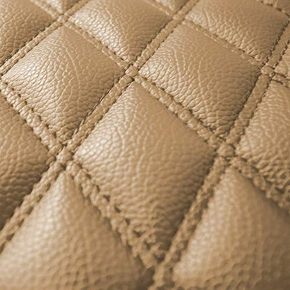 FH Group Luxury Universal Liners Full Set Beige PU Leather Diamond Design Floor Mats - Universal Fit Heavy Duty Non-Slip Floor Mats for Most Sedan, SUV, Truck - color: Beige