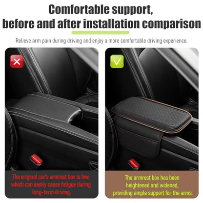 Car Center Console Cover, Vehicle Arm Rest Cover Cushion with 2 Storage Bags, Automotive Interior Armrest Box Middle Console Protector, Universal for SUV Sedan Truck (Grey)