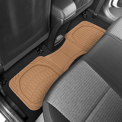 BDK Beige Heavy Duty Front & Rear Rubber Floor Mats Universal Liners for Car SUV Van & Truck, All Weather Protection with Anti-Slip Nibs, Fit Contours of Most Vehicles - color: 923-BG