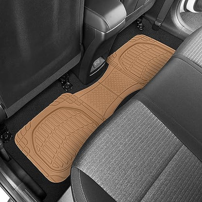 BDK Beige Heavy Duty Front & Rear Rubber Floor Mats Universal Liners for Car SUV Van & Truck, All Weather Protection with Anti-Slip Nibs, Fit Contours of Most Vehicles - color: 923-BG
