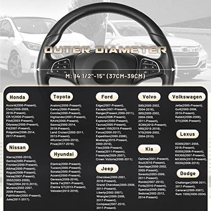 SEG Direct Car Steering Wheel Cover Universal Standard Size 14.5-15 inch, Black Microfiber Leather - color: Black, size: Standard size[14 1/2''-15'']