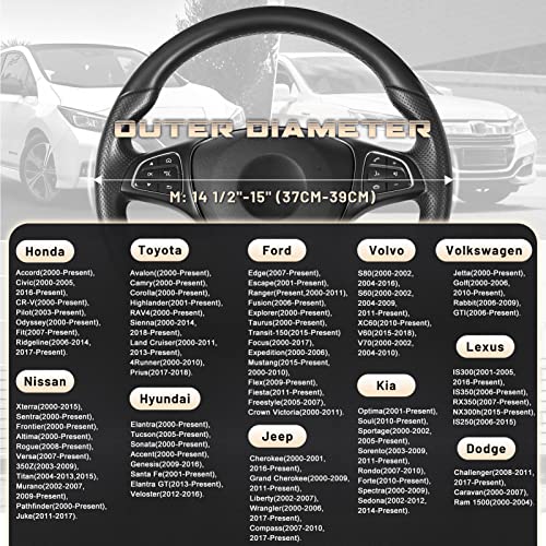 SEG Direct Car Steering Wheel Cover Universal Standard Size 14.5-15 inch, Black Microfiber Leather - color: Black, size: Standard size[14 1/2''-15'']
