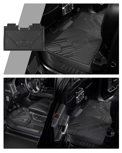 3W Floor Mats for Ford F-150 2015-2025 2026 & F150 Lightning 2022-2025 SuperCrew (w/o Fold Flat Storage), TPE All Weather Custom Fit, Front & Rear 3PCS | Heavy Duty, Easy Clean - Black - size: 1.F150 2015-2026 Floor Mats w/o Storage