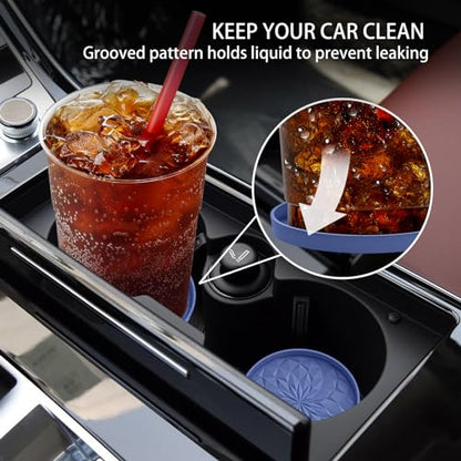 Car Coasters for Cup Holders [4 Pack] - 2.75In Silicone Auto Mug Mats - Universal Non-Slip Recessed Car Interior AccessoriesNavy Blue - color: 4pack-navy Blue