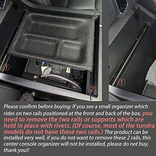 Compatible with Toyota Tundra Accessories 2014-2021 Center Console Organizer, Insert ABS Black Materials Tray, Armrest Secondary Storage Box - Full Tray - color: black