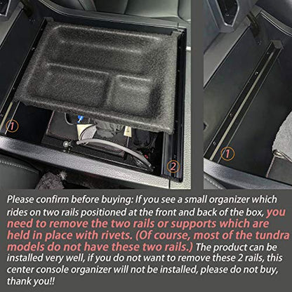 Compatible with Toyota Tundra Accessories 2014-2021 Center Console Organizer, Insert ABS Black Materials Tray, Armrest Secondary Storage Box - Full Tray - color: black