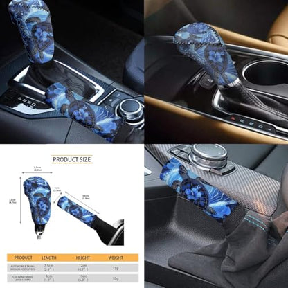 Blue Sea Turtle Car Seat Cover Set for Front and Rear with Steering Wheel Cover 12 Piece Headrest Covers Cup Coasters Armrest Pad Car Accessories Set for Cars Seat Covers - color: Blue Sea Turtle