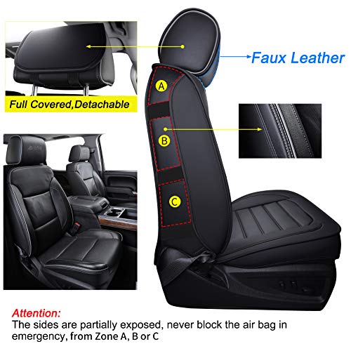 LUCKYMAN CLUB Silverado Seat Covers Fit for 2007-2023 2024 2025 Chevy Silverado Sierra 1500 2500 3500 Crew,Double,Extended Cab with Water Proof Faux Leather (Black Full Set) - color: Black, size: Full set