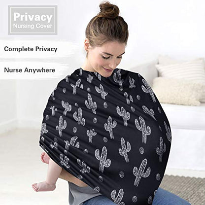 Metplus Car Seat Cover Baby, Carseat Canopy & Nursing Breastfeeding Covers, Stretchy Universal Fit, Multi-Use for Stroller/Shopping Cart/High Chair, Gender Neutral Shower Gift (Cactus) - color: Cactus